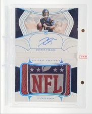 JUSTIN FIELDS 2021 NATIONAL TREASURES RPA BALL NFL SHIELD BOOK AUTO /10 Q6978