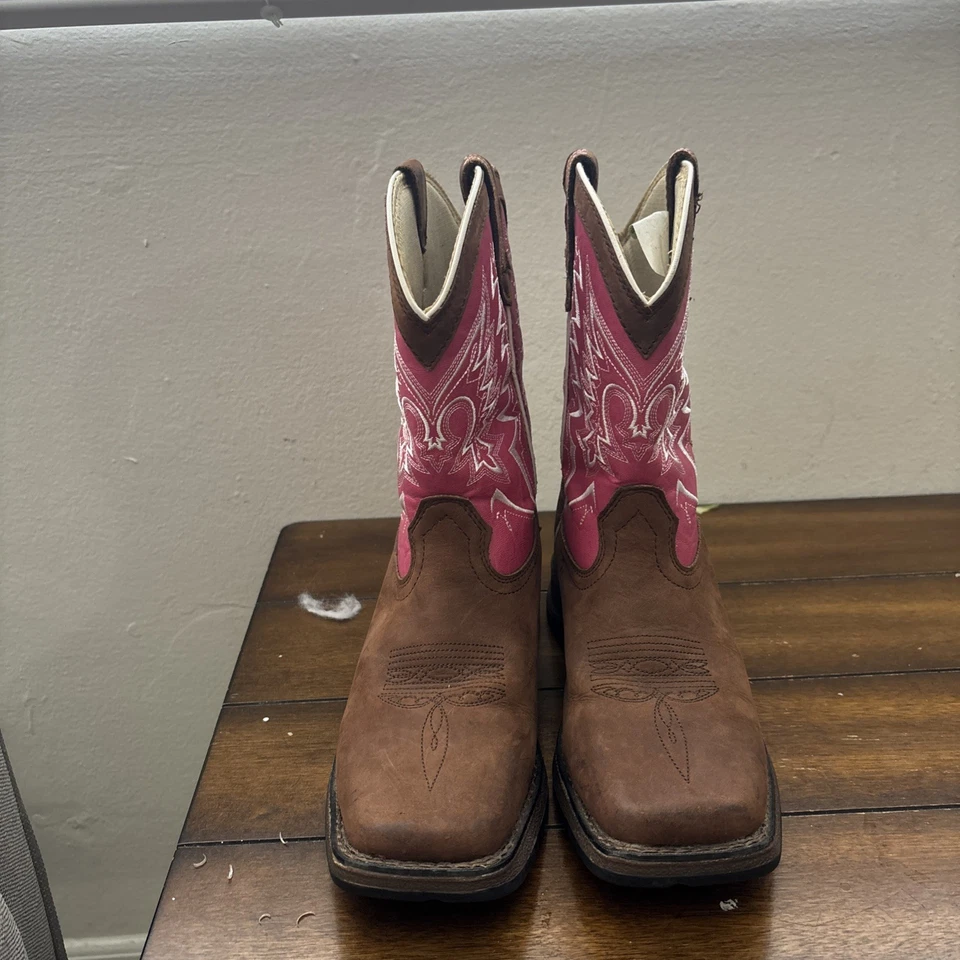 "Botas Durango Niños Talla 8 Vaquero Occidental Puntera Cuadrada ROSA Marrón DWBT093 8""" Foto 3 de 4