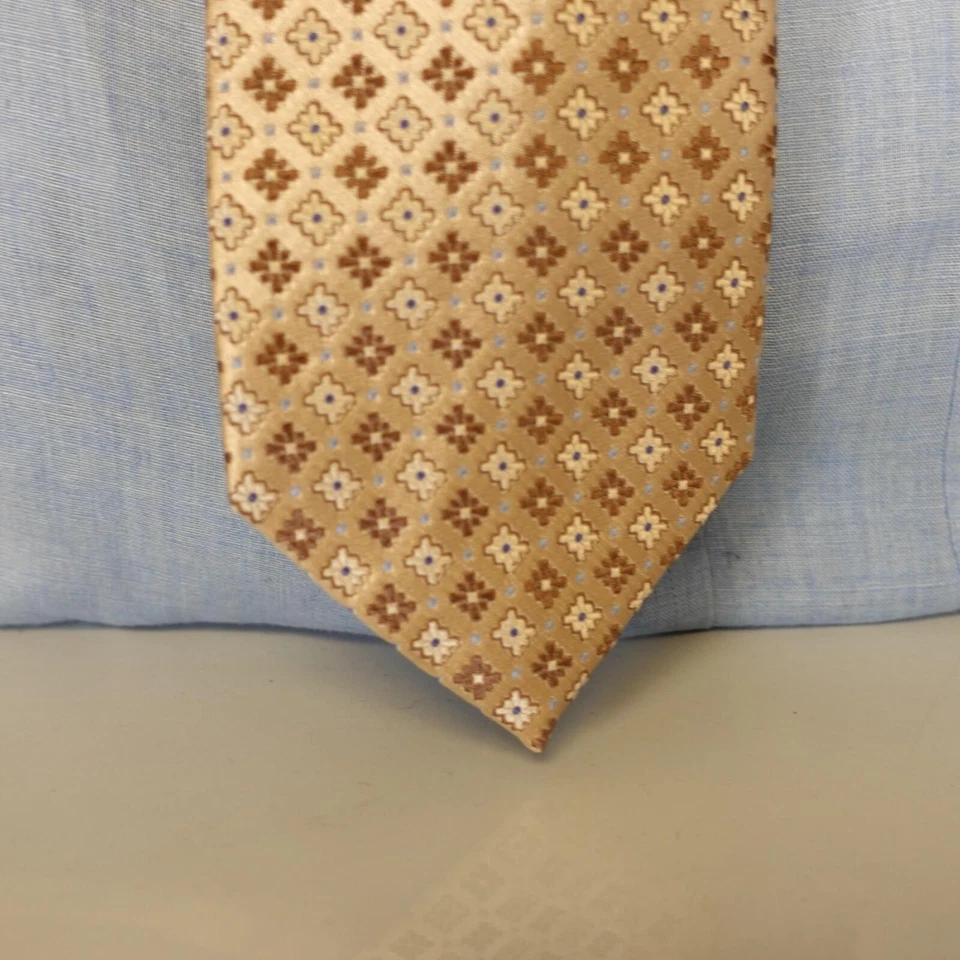 Atomic Tie 男式米色花卉 Starburst 提花编织丝绸领带 TASSO ELBA — 第 2/4 张图片