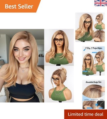 Elegante gewellte Lace Front Perücke für Damen - stylisches hitzebeständiges Kunsthaar