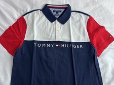 Tommy Hilfiger Polo Shirt XL Custom Fit Colorblock Logo Mens Short Sleeve