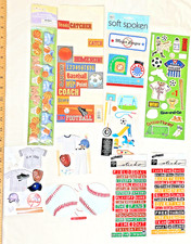 10 VINTAGE SPORTS Crafting Sticker Sets Scrap Booking New Used - Big Variety