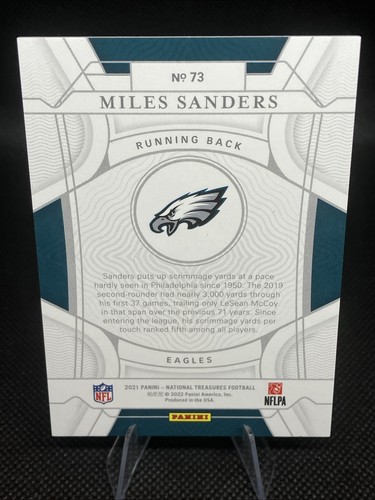 2021 National Treasures Miles Sanders Purple Parallel | Serial No. 20/49 | No 73 - Picture 2 of 4