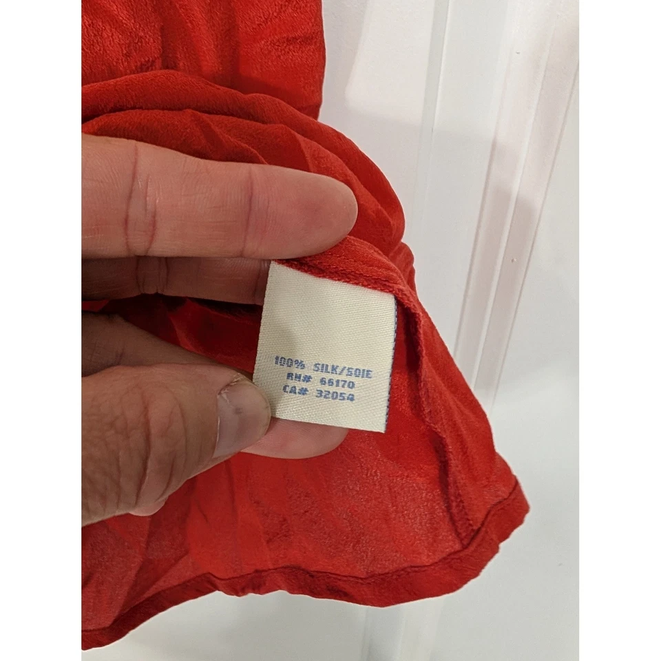 Anthropologie Odille Tank Top Racerback Sleeveless Button Front Silk Red Size 6 - Image 4 of 4