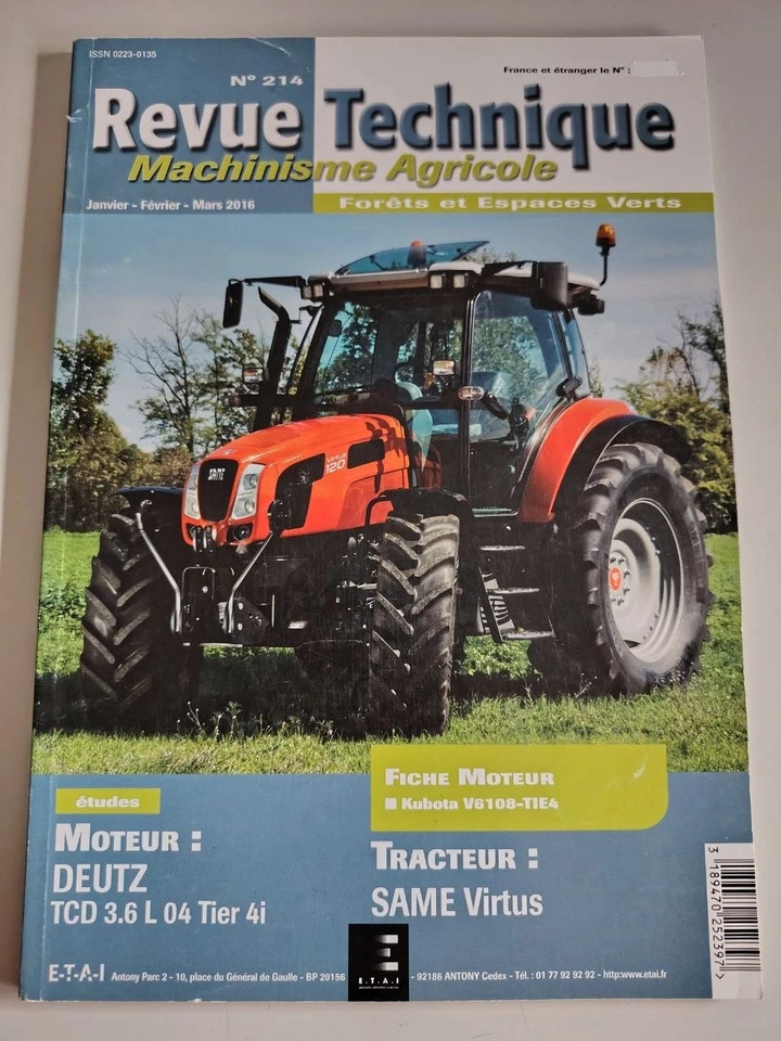 REVUE TECHNIQUE TRACTEUR SAME VIRTUS 100 110 120 moteur deutz TCD 3.6 L - Photo 1/1