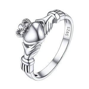 Authentic Sterling Silver Claddagh Celtic Knot Ring Women Rose Gold Plated Eternity Band