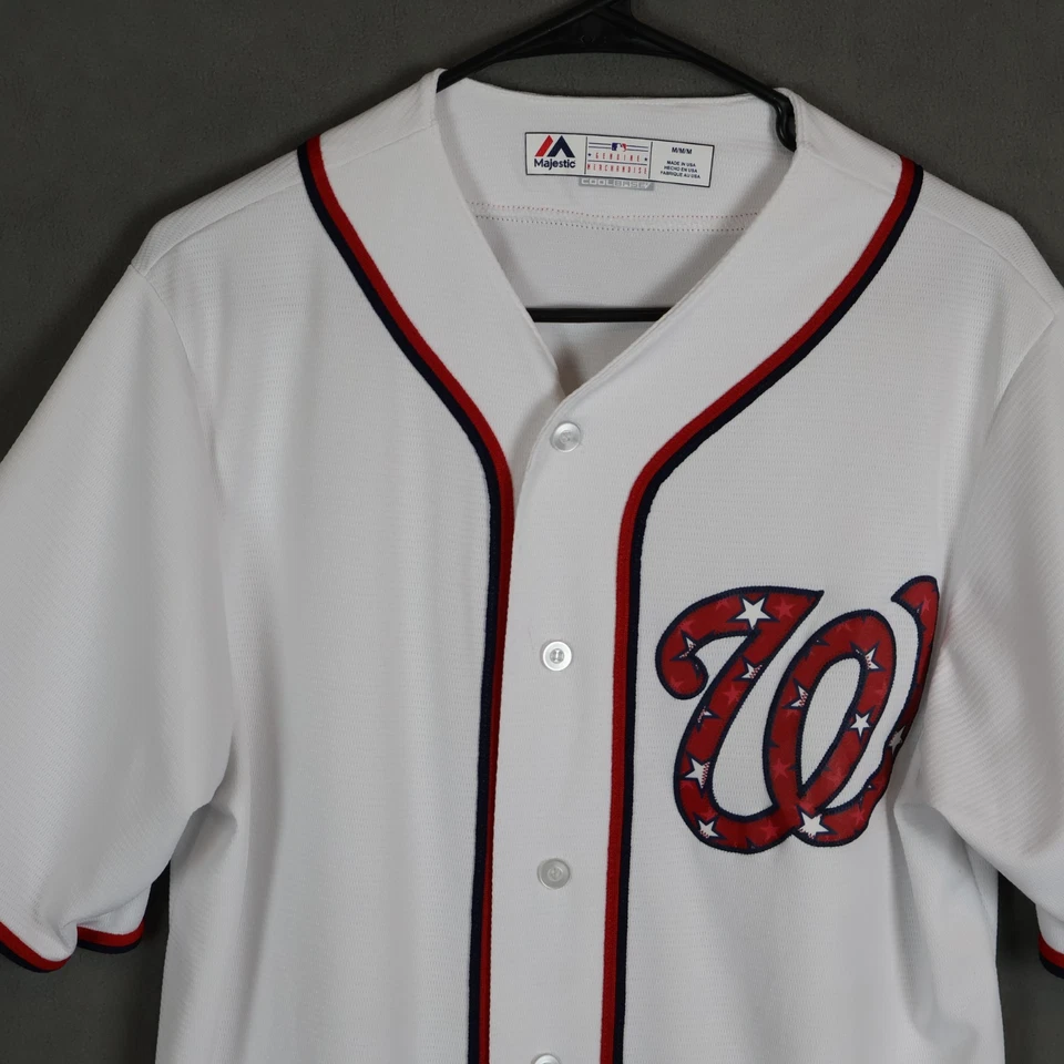 Washington Nationals Majestic Jersey Mens Medium White Home Cool Base No Name - Image 2 of 4