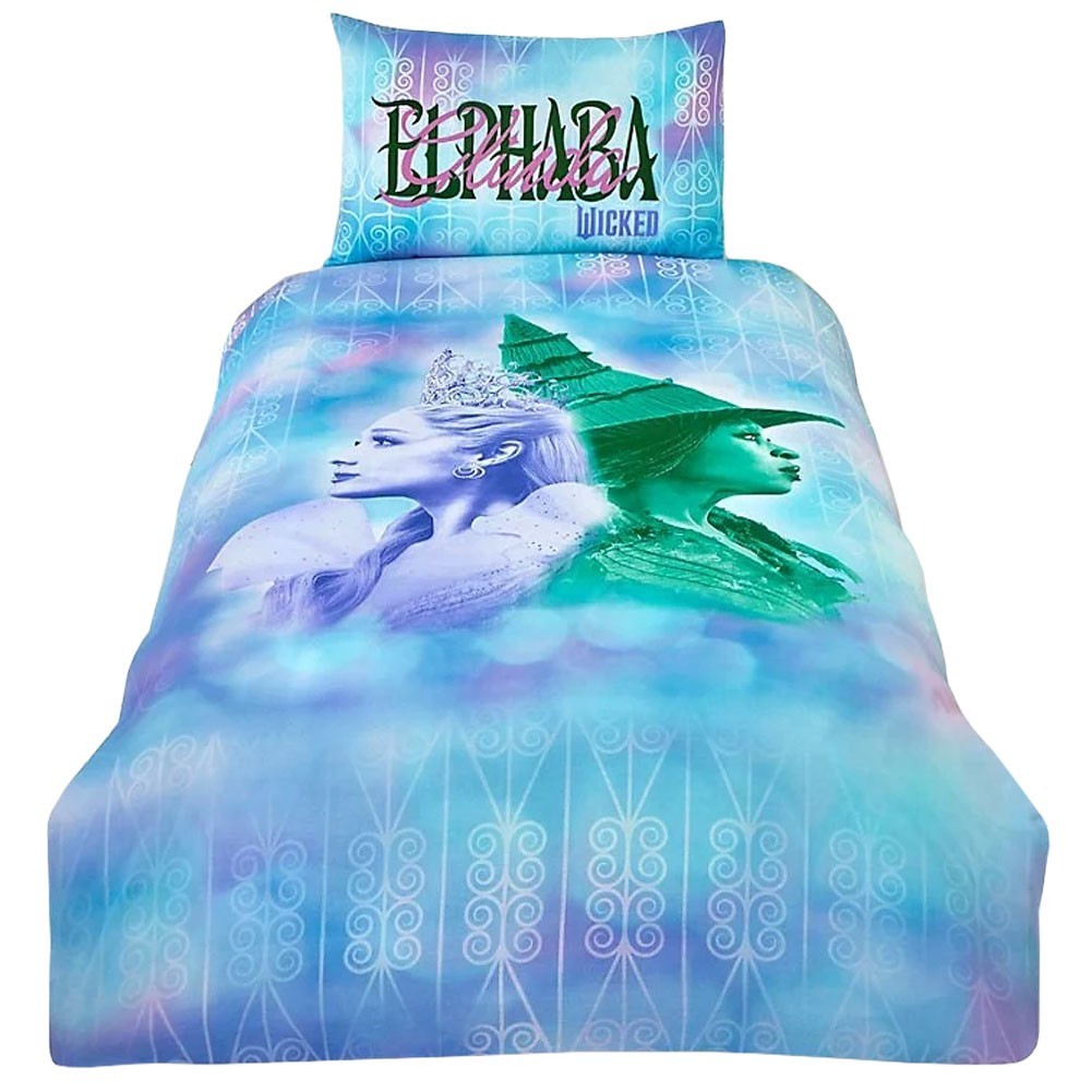 dreamtex Wicked Glenda & Elphaba Reversible 2 in 1 Design Single Duvet Cover and Pillowcase Set - Wicked For Good - Image 4