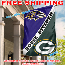 Baltimore Ravens vs Greenbay Packers Casa Bandera Dividida 28X40" Banner 2026 NFL