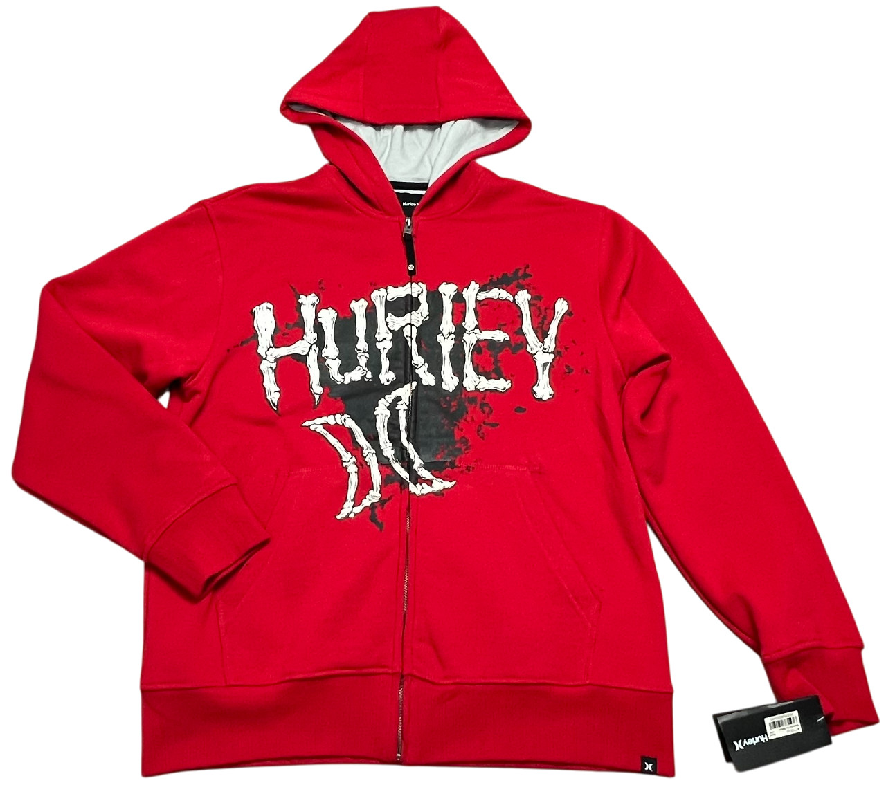 Hurley Hoodie Mens Large Full Zip Skeleton Bones Graphic Ska