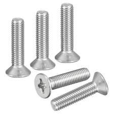 M8-1.25x35 Flat Head Machine Screws -20pcs -304 Stainless Steel -Silver