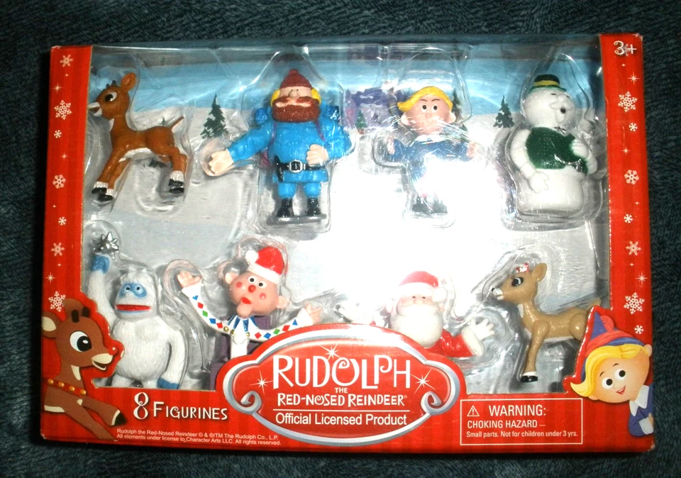 Juego de 8 figuras de Rudolph el reno nariz roja juguetes inadaptados personajes - 2015 Foto 2 de 4