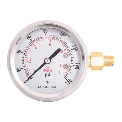 #ad 2 1 2quot; Silicone Pressure Gauge SS Face 1 8quot; NPT Right Side Mount 0 160PSI $20.68