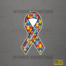 autism awareness ribbon e. | Durable, Weatherproof Vinyl Decal