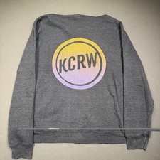 KCRW Hoodie Mens Medium Full Zip Radio Logo Sweatshirt Fleece