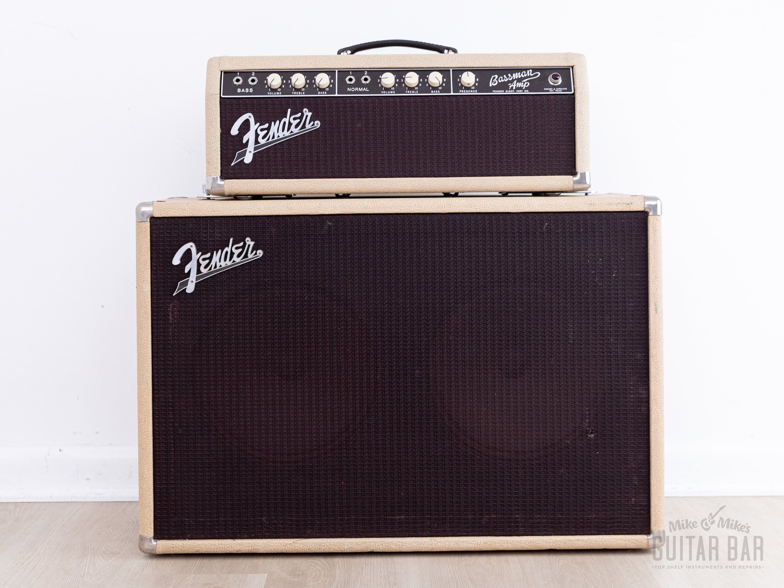 1961 Fender Bassman 6G6 Blonde Brown Panel Vintage Piggyback Tube Amp 2x12