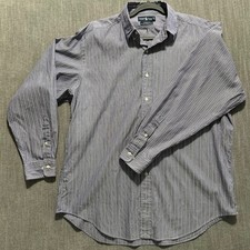 Ralph Lauren Yarmouth Mens 16.5 34/35 Blue White Striped Pinpoint Oxford Shirt
