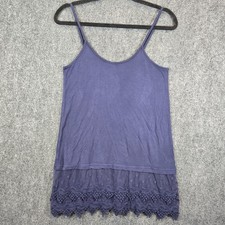 Blue Ruffle Embroidered Lace Camisole Tank Top L Boho Fairy Casual Chic