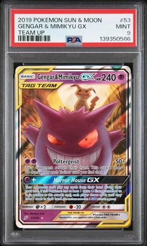 Gengar & Mimikyu GX 53/181 Pokemon Sun & Moon Tag Team Up #53 MINT PSA 9