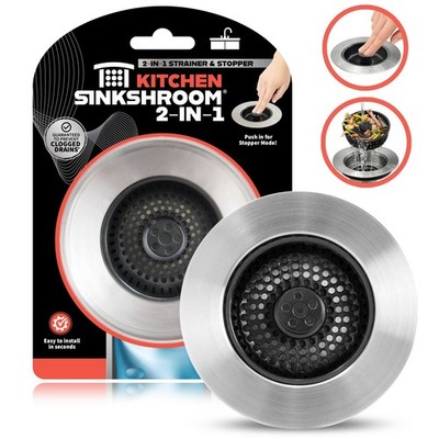 SinkShroom Kitchen Sink Drain Strainer Stopper - 2 in 1 Pop Up Sink Strainer