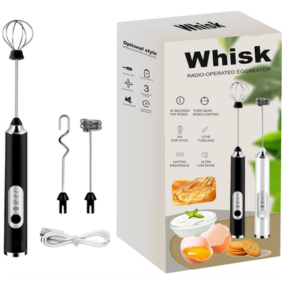 #ad Rechargeable Handheld Milk Frother with 3 Heads amp; 3 Speeds Detachable $10.99