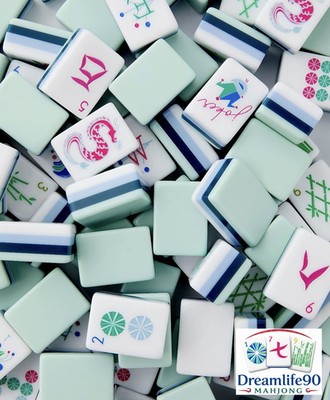 Mint Blue Green 4 Layer Acrylic Mahjong Tiles   Full American Set 160 Tiles CYAN