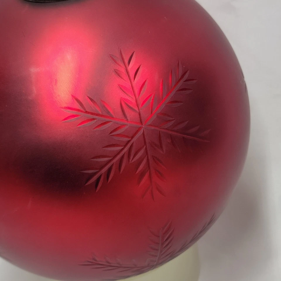 Bola de vidrio rojo intenso corte copo de nieve adorno de Navidad de colección antiguo alemán 1,6# Foto 2 de 4