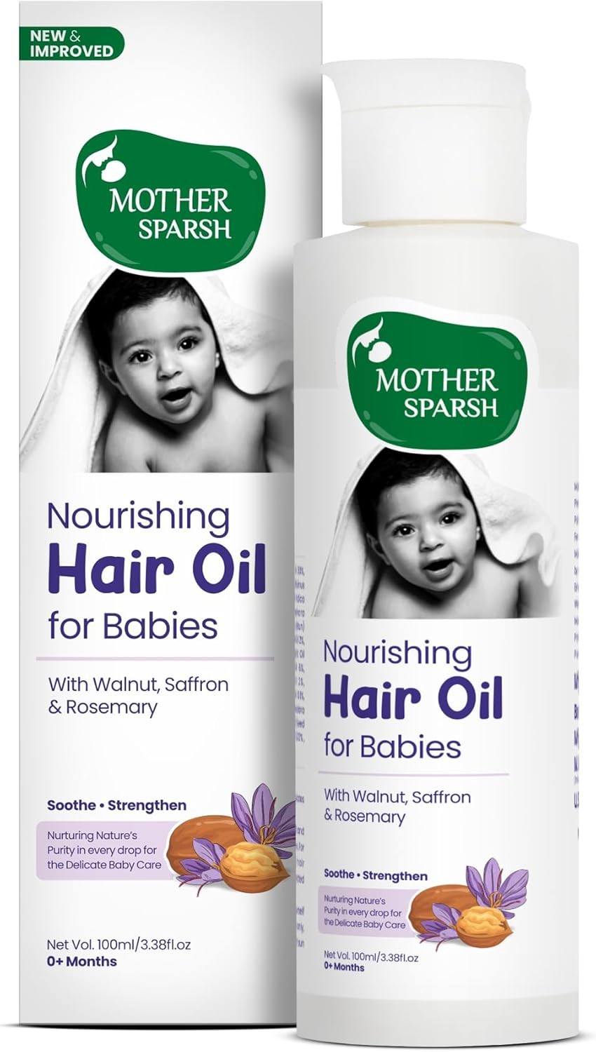 Mother Sparsh Ayurvedic Baby Hair Oil with 21 Herbs & Oils for Babys Tender Sca