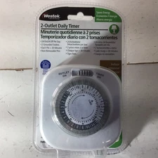 NEW! Westek TM09DHB Daily Timer with 2 Grounded Outlets White