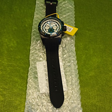 Invicta Men's Quartz Chrono Analog Watch Black Steel Case Silicone Strap 69836