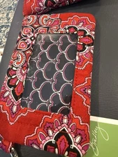 Vera Bradley 2 Pc Set Red “Frankly Scarlet”Zip ID Keychain And ZIp Coin Purse