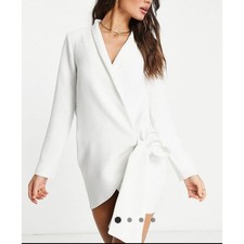 ASOS DESIGN White Ruched Midi Dress Size 4 Elegant Minimalist Occasion bridal 