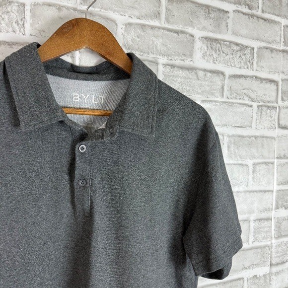 BYLT Premium Drop Cut LUX Dark Gray Performance Casual Polo Mens LARGE