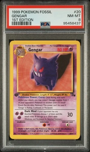 Pokemon TCG Gengar Pokemon Fossil 20 PSA 8