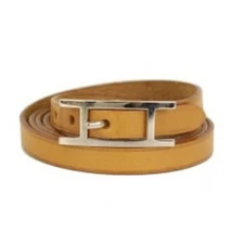 HERMES Api 3 4-row Bracelet Choker Brown Leather Accessory