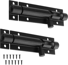 2 Pack 3 Barrel Bolt Lock Heavy Duty Slide Latch for Door Gate Shed Black