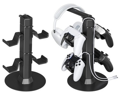 Gaming Controller & Headset Holder Stand for Desk, with Charger Cable Organiz...