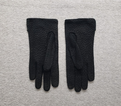 Carpincho Capybara Women Gloves 7 Black Pattern Leather Stitched Outdoor Warmer