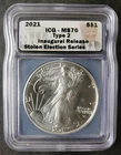 2021 $1 American Silver Eagle Dollar Type 2 ICG MS70