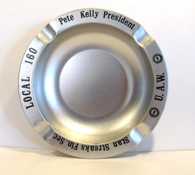 Ashtray Round Vintage 1985 UAW Local 160 GM Tech Center Aluminum NOS Pete Kelly