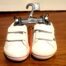 Wonder Nation Baby Infant Girls White Sneakers Shoes Size 3 Stars and Hearts