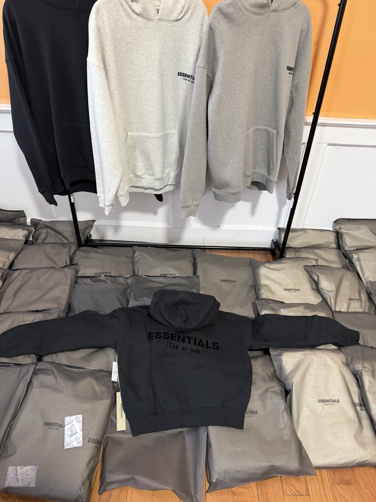 Essentials Fear of God Men's Pullover Fleece Hoodie Black XXL