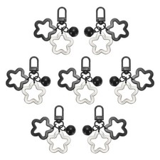Star Keychain, 7 Pcs Candy Color Acrylic Pentagram Keychain, Black