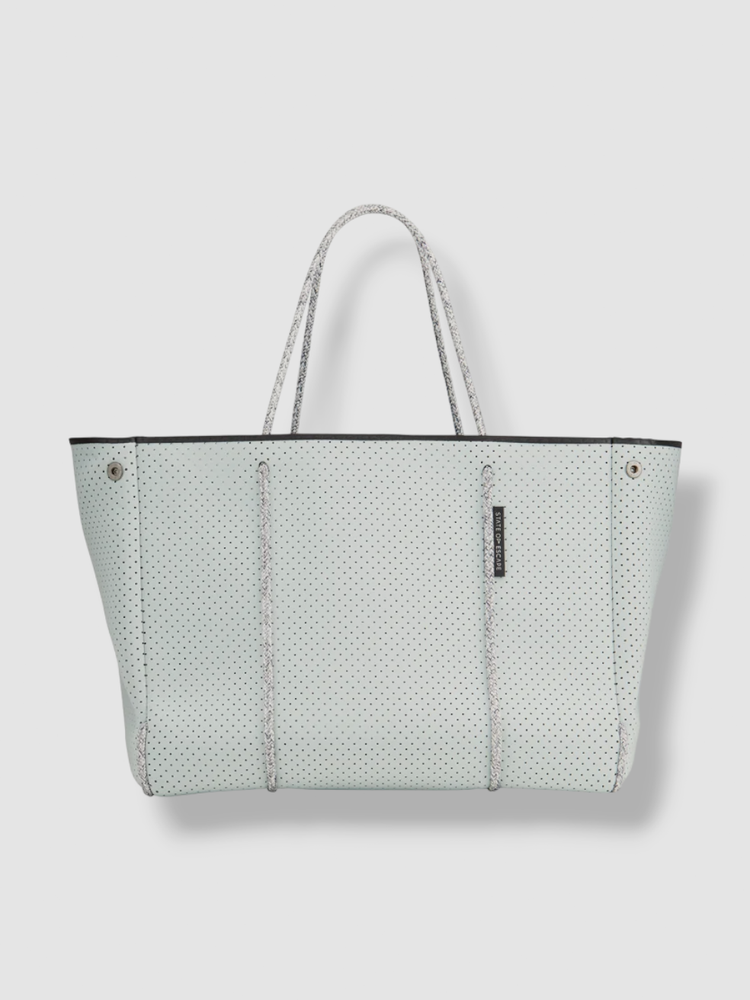 $357 State of Escape Women's Blue Handbag Pouch Shoulder Perforated Tote Bag