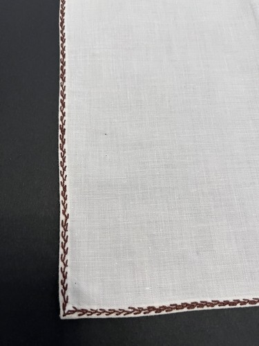 4 Cross Stitch Linen Cocktail Dinner Napkins Beige Embroidered 10 3/4" X 11" - Picture 8 of 19