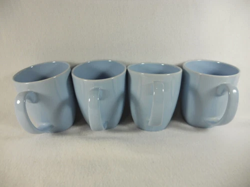 Set of 4 CORELLE Corning Coordinates Stoneware Light Blue Coffee Mugs/Cups, VGC