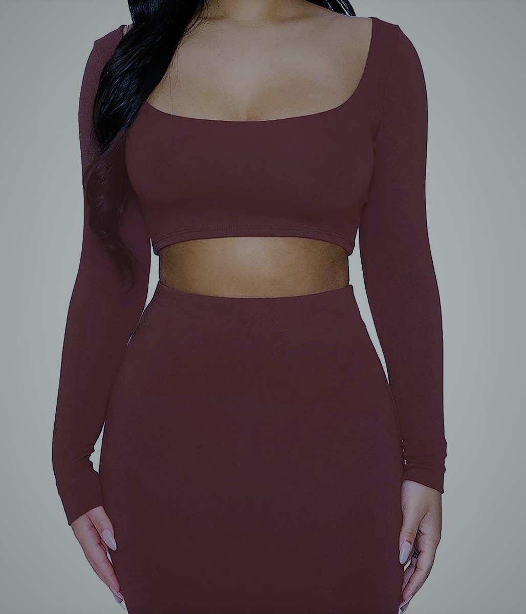 NWT $36 Naked Wardrobe The NW Scooped Crop Top Burgundy XL | eBay