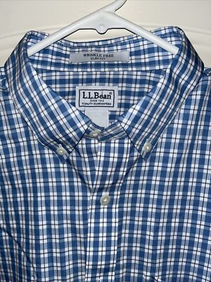 L.L. Bean Dress Shirt Collared Blue Check Plaid Wrinkle Free Slim Fit Men Medium | eBay L.L. Bean Dress Shirt Collared Blue Check Plaid Wrinkle Free Slim Fit Men Medium | eBay