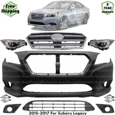 Front Bumper Cover Fascia & Headlight Assembly Kit 2015-2017 For Subaru Legacy