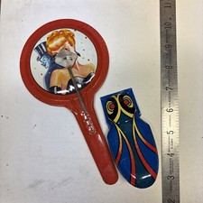 Vintage c1940s T. Cohn Tin Litho Noisemaker Toy Pretty Lady  Clicker cricket 